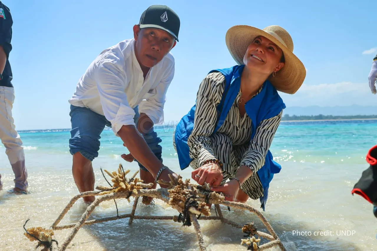 Putri Mahkota Kerajaan Swedia tanam terumbu karang di Gili Meno