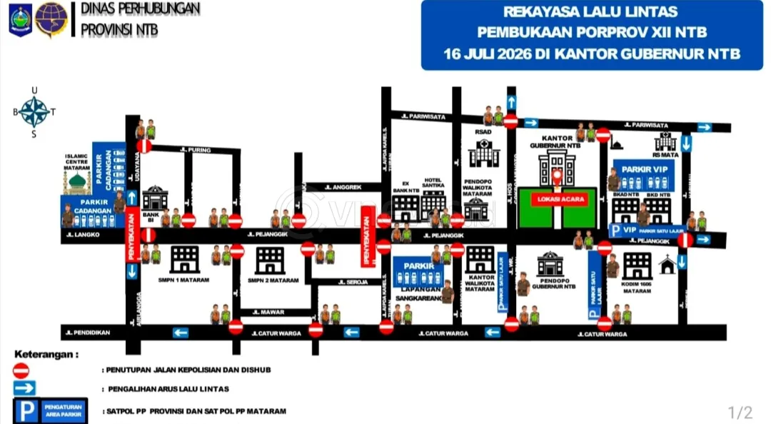 Parade Atlet PORPROV XII NTB, Jalan Pejanggik Ditutup Sementara Kamis Siang