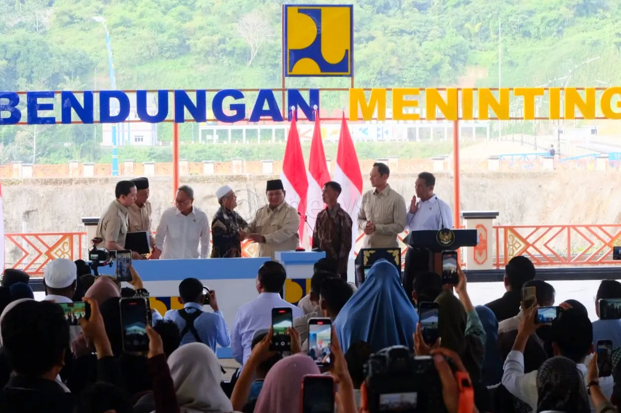 Resmikan Bendungan Meninting, Prabowo: Air Harus Sampai ke Petani, Tanpa Pangan Tidak Ada Negara!